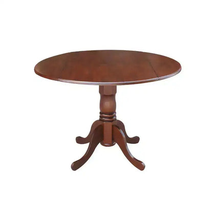 Tavolo da pranzo rotondo con ante a ribalta da 42" – Legno massello, base a piedistallo, 4 posti, allungabile