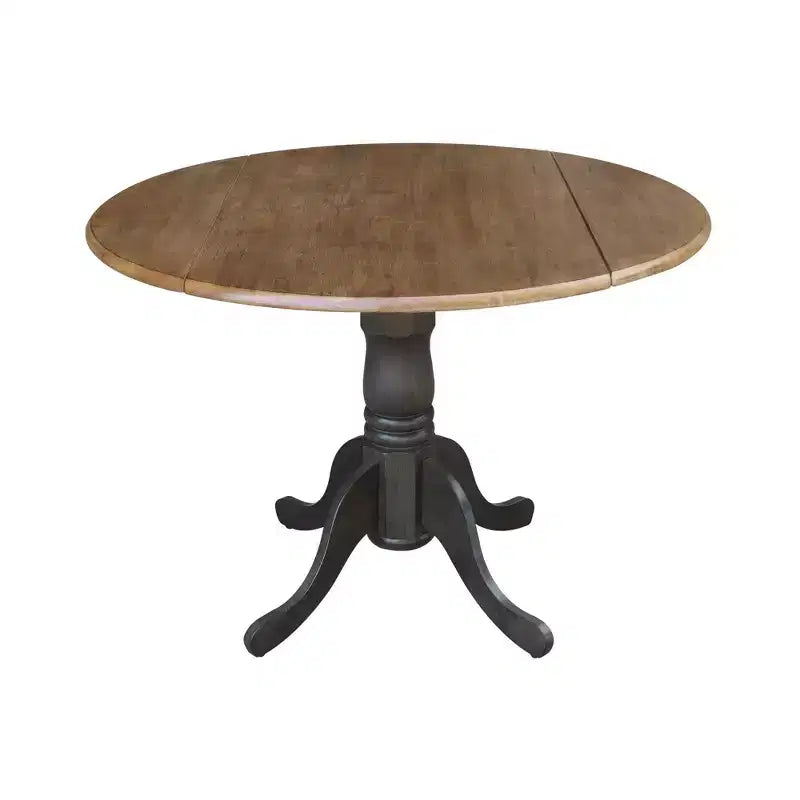 Tavolo da pranzo rotondo con ante a ribalta da 42" – Legno massello, base a piedistallo, 4 posti, allungabile