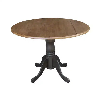 Tavolo da pranzo rotondo con ante a ribalta da 42" – Legno massello, base a piedistallo, 4 posti, allungabile