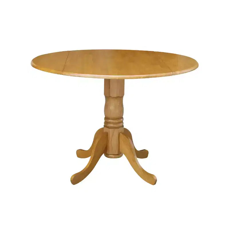Tavolo da pranzo rotondo con ante a ribalta da 42" – Legno massello, base a piedistallo, 4 posti, allungabile