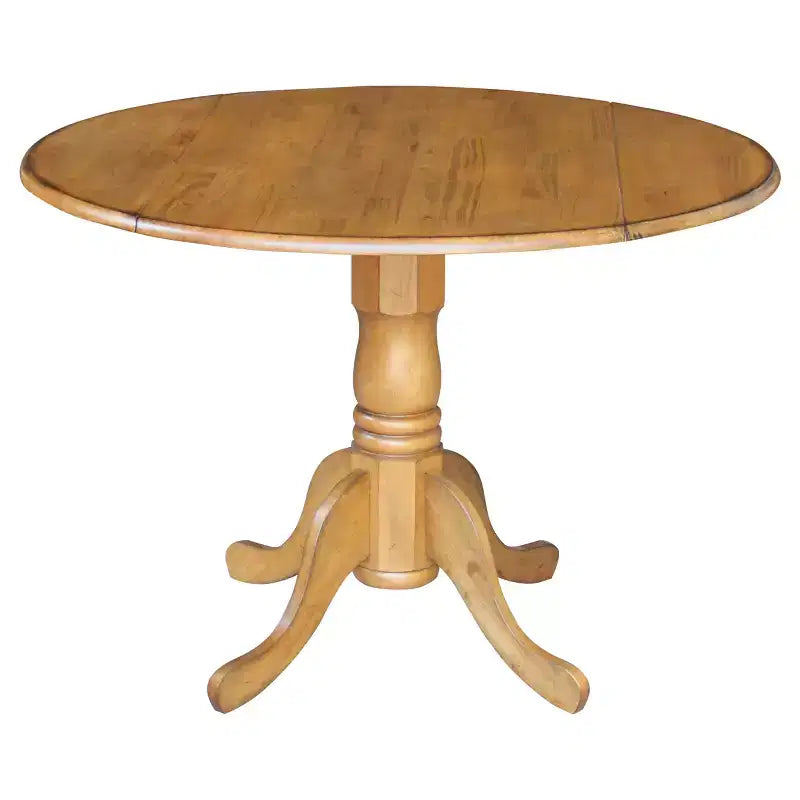 Tavolo da pranzo rotondo con ante a ribalta da 42" – Legno massello, base a piedistallo, 4 posti, allungabile