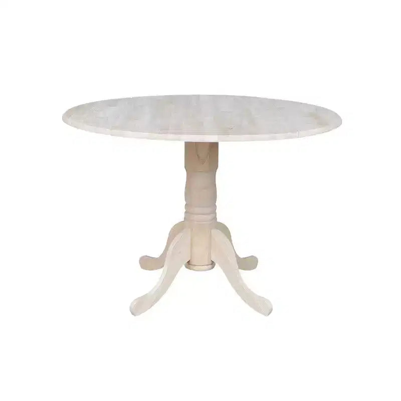 Tavolo da pranzo rotondo con ante a ribalta da 42" – Legno massello, base a piedistallo, 4 posti, allungabile