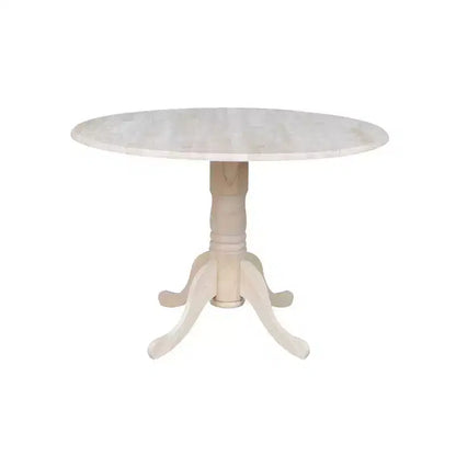 Tavolo da pranzo rotondo con ante a ribalta da 42" – Legno massello, base a piedistallo, 4 posti, allungabile