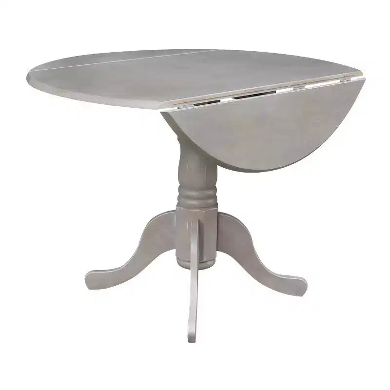 Tavolo da pranzo rotondo con ante a ribalta da 42" – Legno massello, base a piedistallo, 4 posti, allungabile