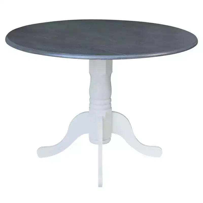 Tavolo da pranzo rotondo con ante a ribalta da 42" – Legno massello, base a piedistallo, 4 posti, allungabile