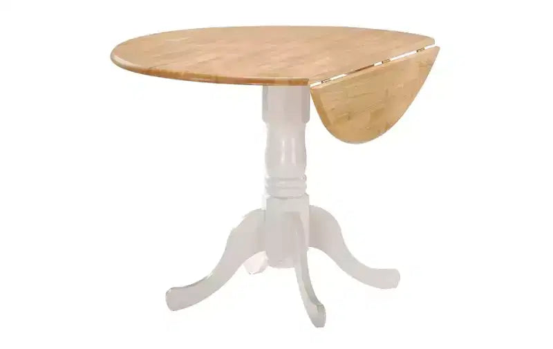 Tavolo da pranzo rotondo con ante a ribalta da 42" – Legno massello, base a piedistallo, 4 posti, allungabile