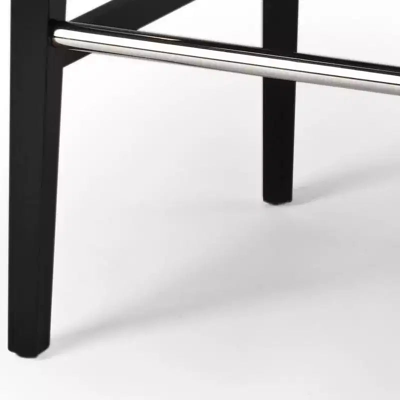 Sgabello da Bar Imbottito a Mezza Altezza – Struttura in Betulla, Ecopelle, Altezza Seduta 74 cm, Nessun Assemblaggio