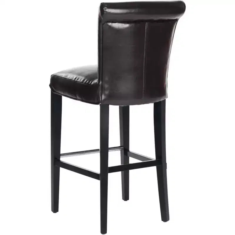 Sgabello da Bar Imbottito a Mezza Altezza – Struttura in Betulla, Ecopelle, Altezza Seduta 74 cm, Nessun Assemblaggio