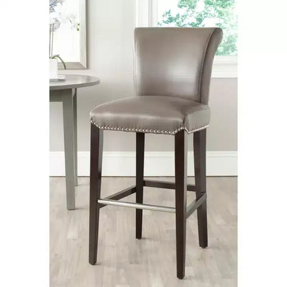 Sgabello da Bar Imbottito a Mezza Altezza – Struttura in Betulla, Ecopelle, Altezza Seduta 74 cm, Nessun Assemblaggio
