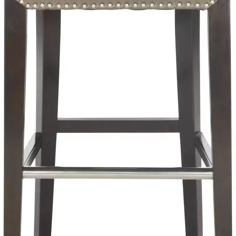 Sgabello da Bar Imbottito a Mezza Altezza – Struttura in Betulla, Ecopelle, Altezza Seduta 74 cm, Nessun Assemblaggio