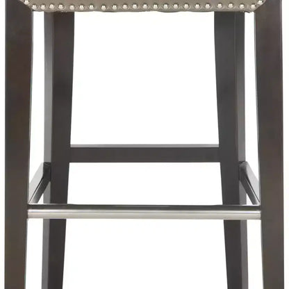 Sgabello da Bar Imbottito a Mezza Altezza – Struttura in Betulla, Ecopelle, Altezza Seduta 74 cm, Nessun Assemblaggio