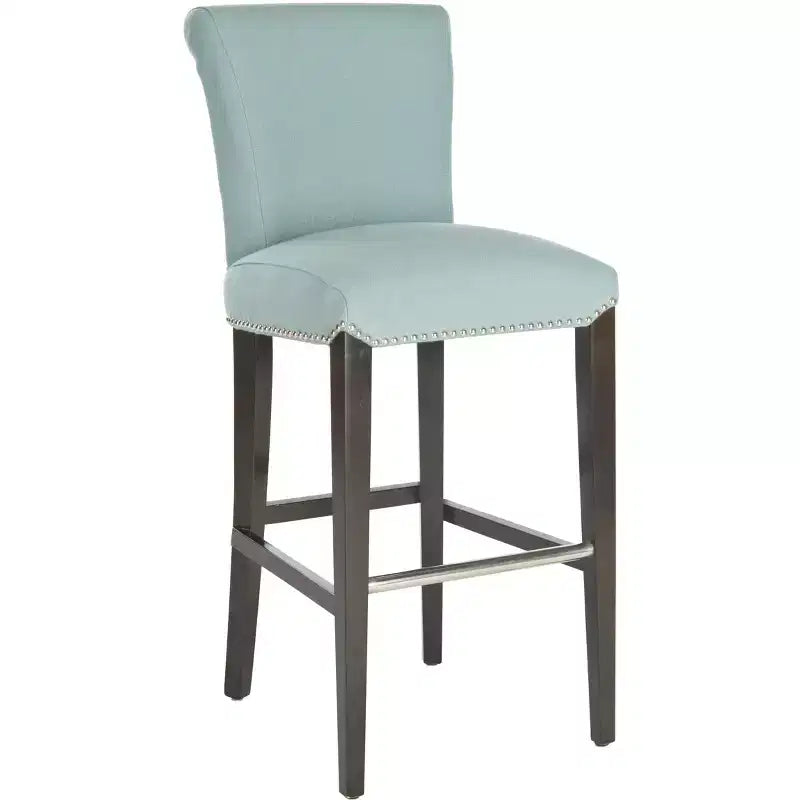 Sgabello da Bar Imbottito a Mezza Altezza – Struttura in Betulla, Ecopelle, Altezza Seduta 74 cm, Nessun Assemblaggio