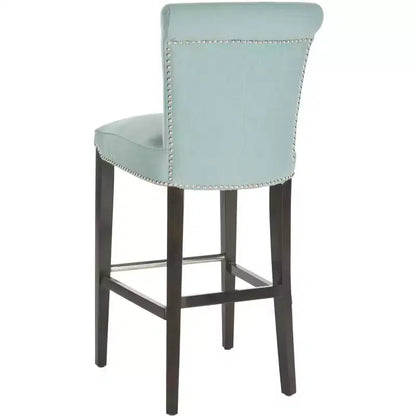 Sgabello da Bar Imbottito a Mezza Altezza – Struttura in Betulla, Ecopelle, Altezza Seduta 74 cm, Nessun Assemblaggio