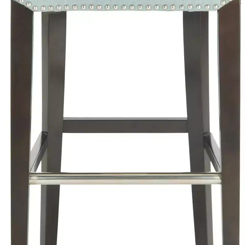 Sgabello da Bar Imbottito a Mezza Altezza – Struttura in Betulla, Ecopelle, Altezza Seduta 74 cm, Nessun Assemblaggio