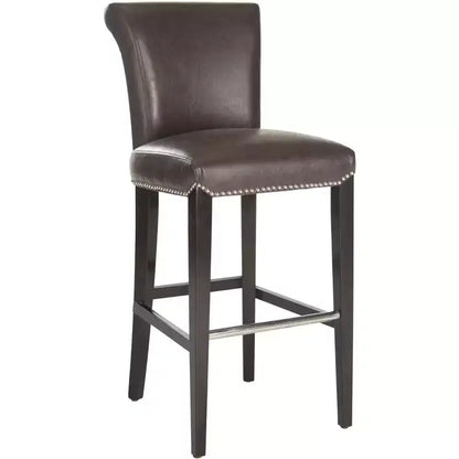 Sgabello da Bar Imbottito a Mezza Altezza – Struttura in Betulla, Ecopelle, Altezza Seduta 74 cm, Nessun Assemblaggio