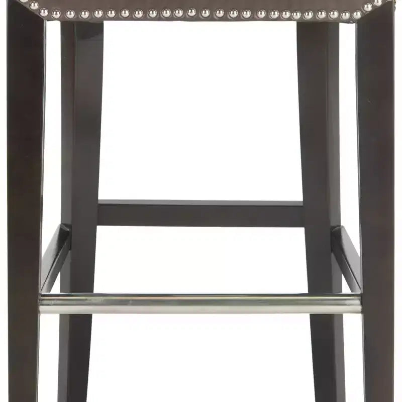 Sgabello da Bar Imbottito a Mezza Altezza – Struttura in Betulla, Ecopelle, Altezza Seduta 74 cm, Nessun Assemblaggio