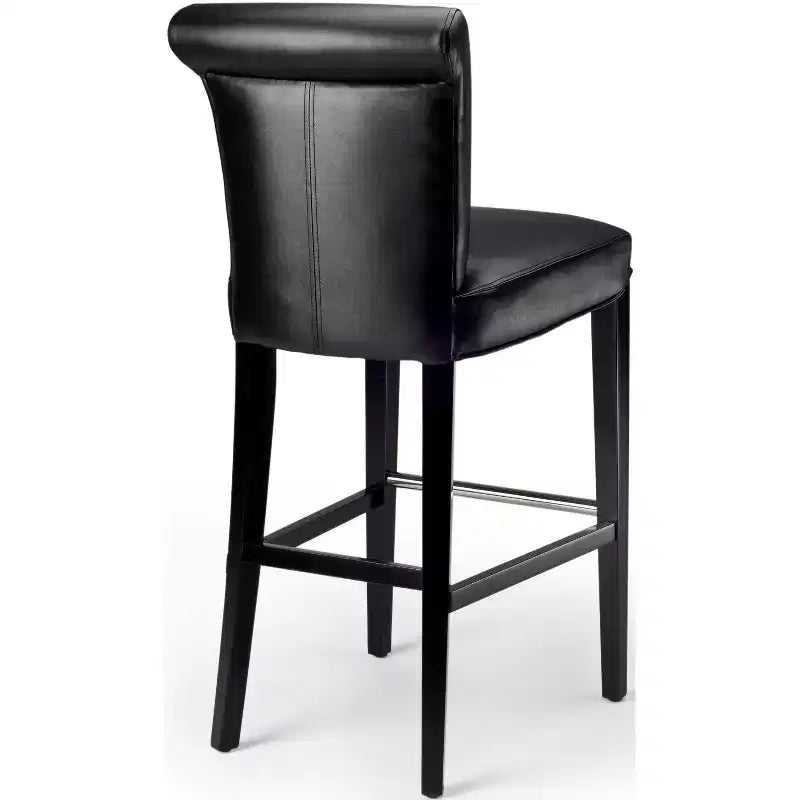 Sgabello da Bar Imbottito a Mezza Altezza – Struttura in Betulla, Ecopelle, Altezza Seduta 74 cm, Nessun Assemblaggio