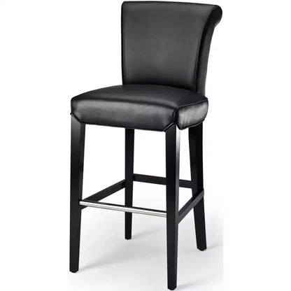 Sgabello da Bar Imbottito a Mezza Altezza – Struttura in Betulla, Ecopelle, Altezza Seduta 74 cm, Nessun Assemblaggio
