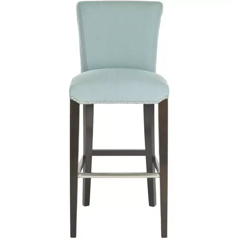 Sgabello da Bar Imbottito a Mezza Altezza – Struttura in Betulla, Ecopelle, Altezza Seduta 74 cm, Nessun Assemblaggio