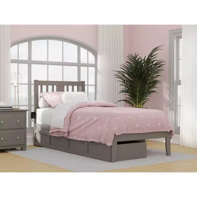 Letto matrimoniale con caricatore USB e 2 cassetti extra large – Legno massiccio, altezza 104 cm