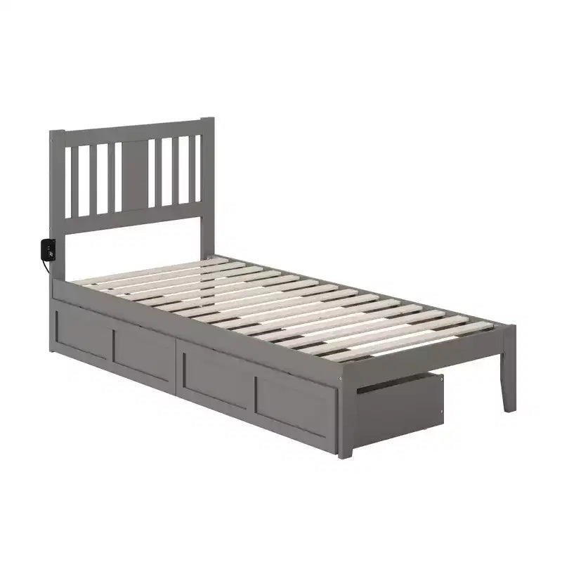 Letto matrimoniale con caricatore USB e 2 cassetti extra large – Legno massiccio, altezza 104 cm