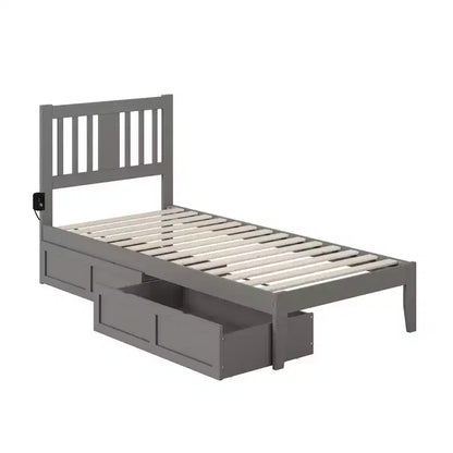 Letto matrimoniale con caricatore USB e 2 cassetti extra large – Legno massiccio, altezza 104 cm