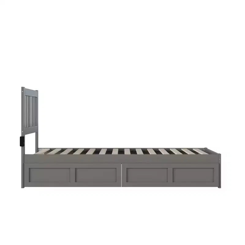 Letto matrimoniale con caricatore USB e 2 cassetti extra large – Legno massiccio, altezza 104 cm