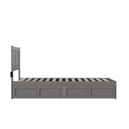 Letto matrimoniale con caricatore USB e 2 cassetti extra large – Legno massiccio, altezza 104 cm