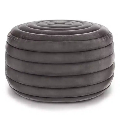 Pouf Ottomano Rotondo in Velluto – Cucito a Mano, 50 cm di Diametro, 35 cm di Altezza
