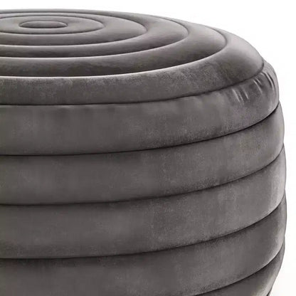Pouf Ottomano Rotondo in Velluto – Cucito a Mano, 50 cm di Diametro, 35 cm di Altezza