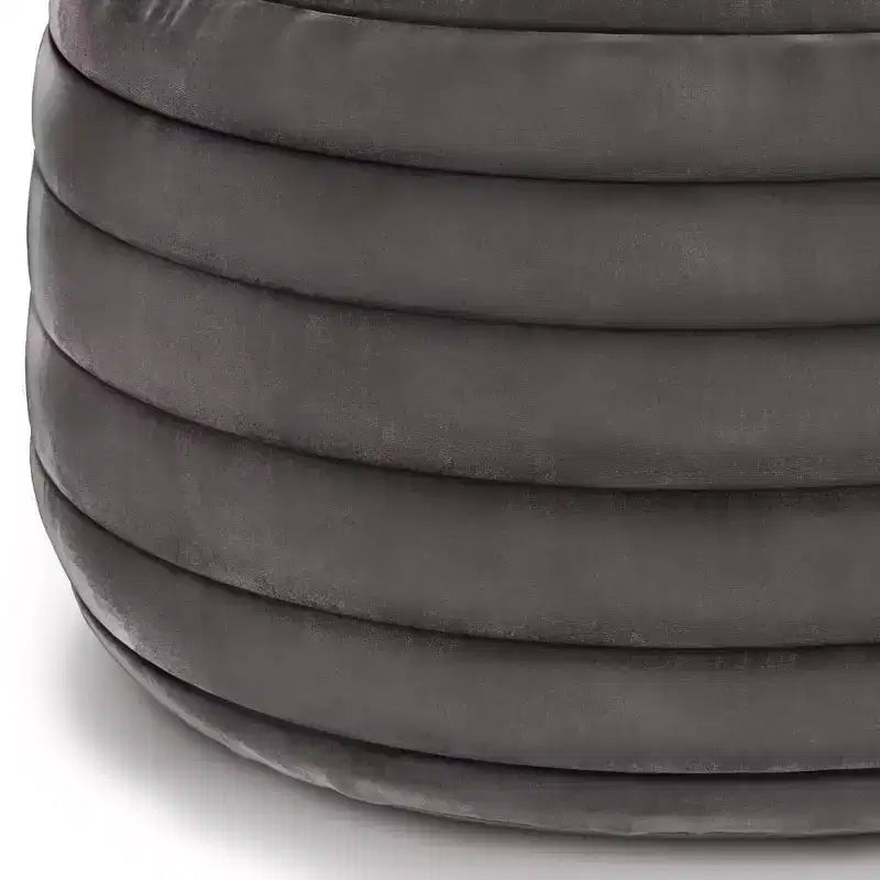 Pouf Ottomano Rotondo in Velluto – Cucito a Mano, 50 cm di Diametro, 35 cm di Altezza
