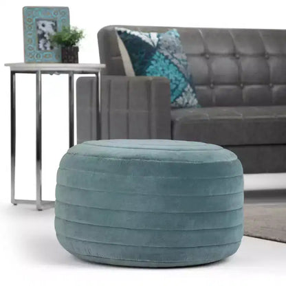 Pouf Ottomano Rotondo in Velluto – Cucito a Mano, 50 cm di Diametro, 35 cm di Altezza